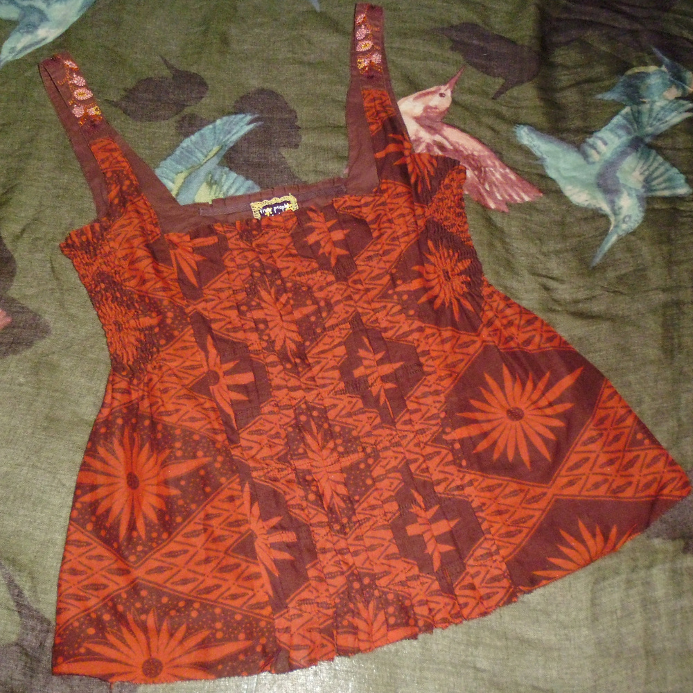 Free People burnt orange tank top shirt sz 4